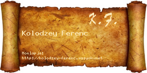 Kolodzey Ferenc névjegykártya